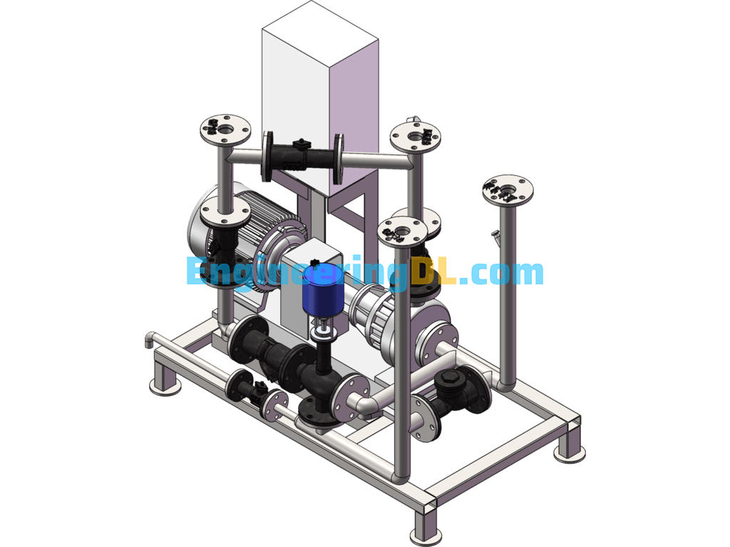 Heat Transfer Oil Secondary Circulation System SolidWorks, 3D Exported Free Download