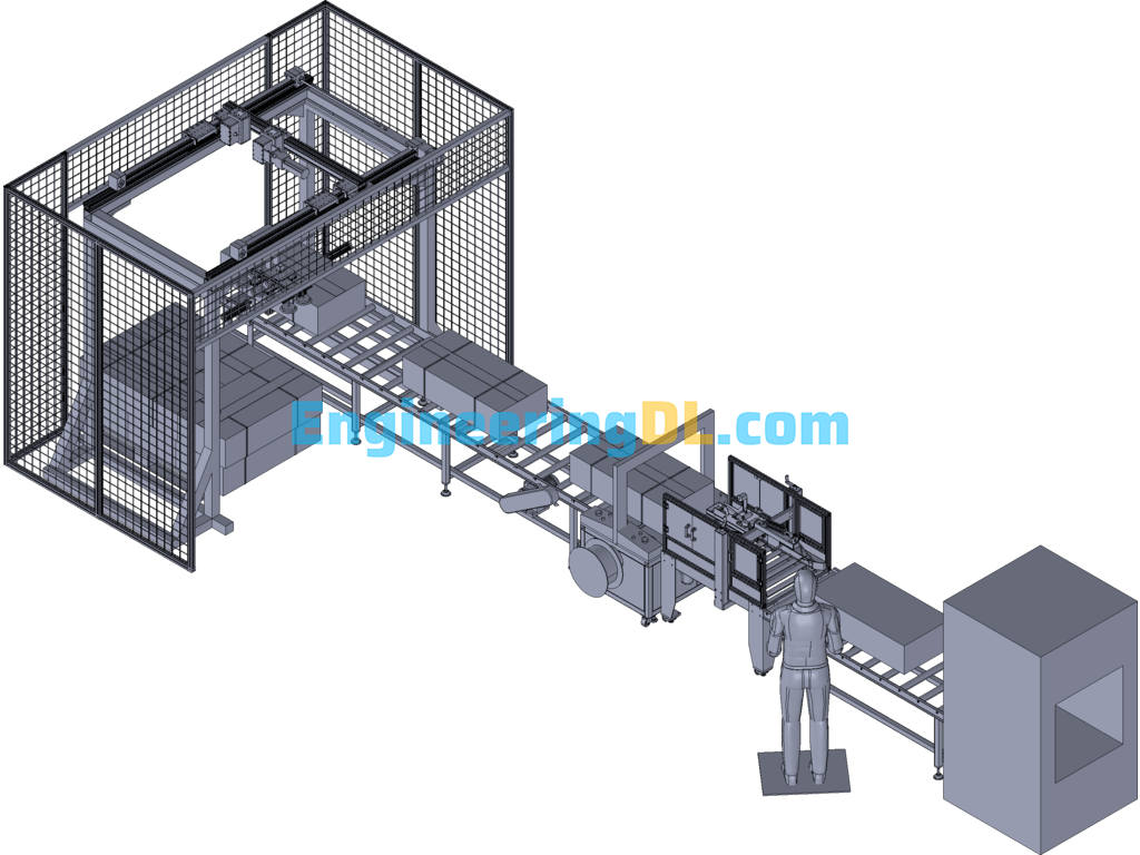 Sealing, Packing And Palletizing Line 3D Exported Free Download
