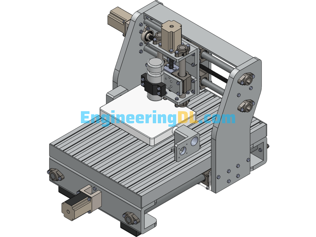 Small Four-Axis CNC Milling Machine SolidWorks, 3D Exported Free Download