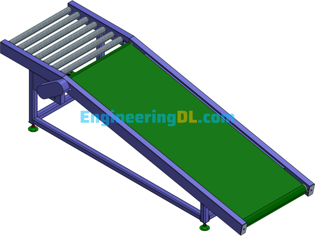 Small Assembly Line 2000x590x450 (Belt Conveyor) SolidWorks, 3D Exported Free Download