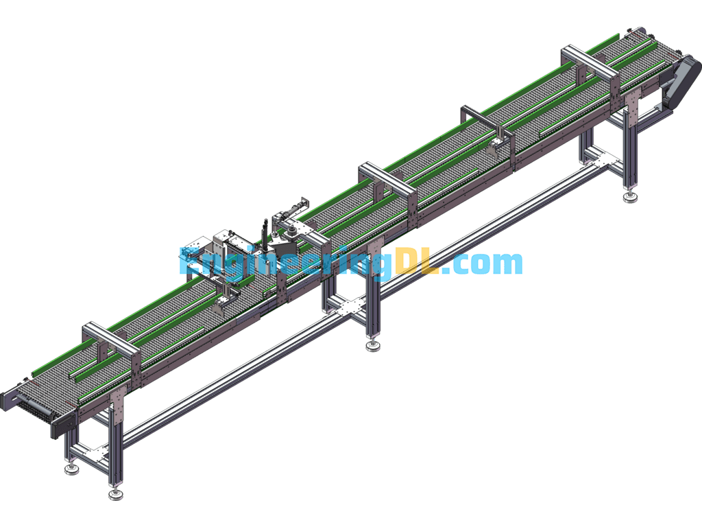 Small Mesh Belt Conveyor Line Diverters SolidWorks, 3D Exported Free Download
