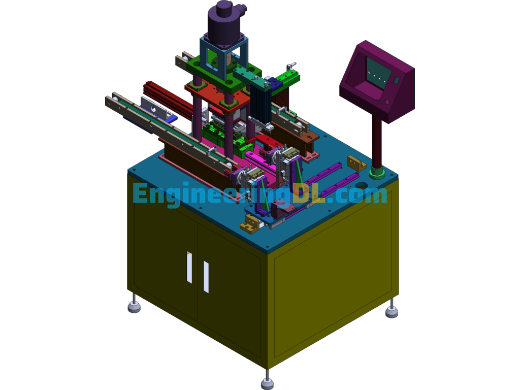 Small Motor Assembly Machine SolidWorks, 3D Exported Free Download