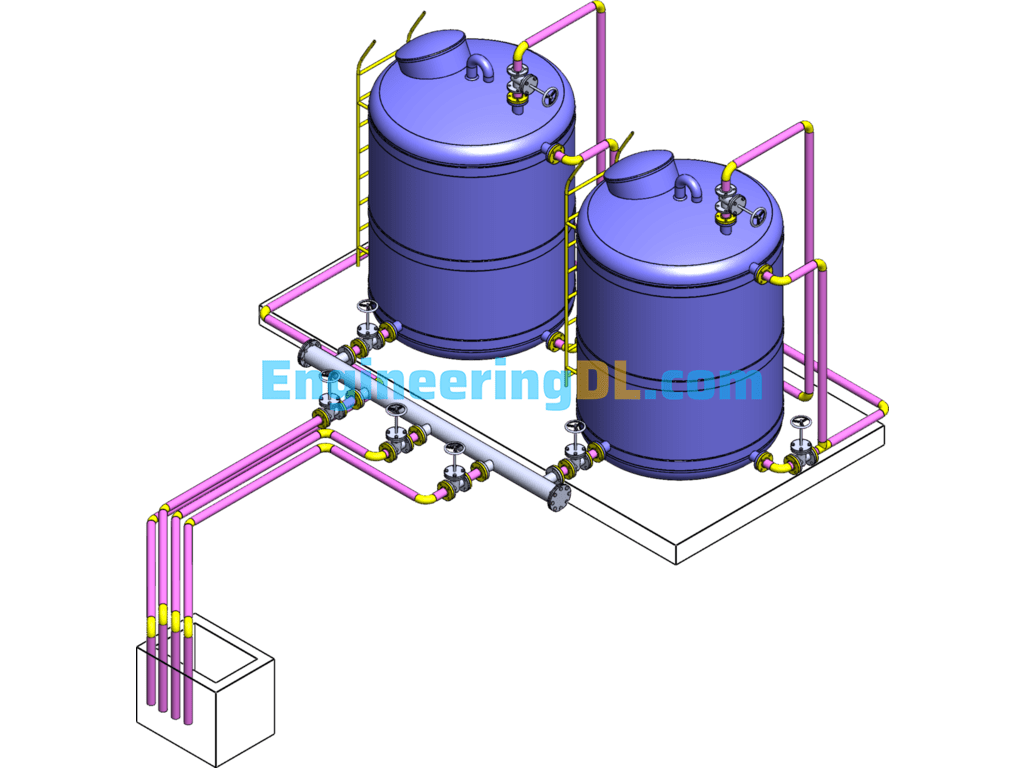Rooftop Water Tank And Piping System SolidWorks Free Download