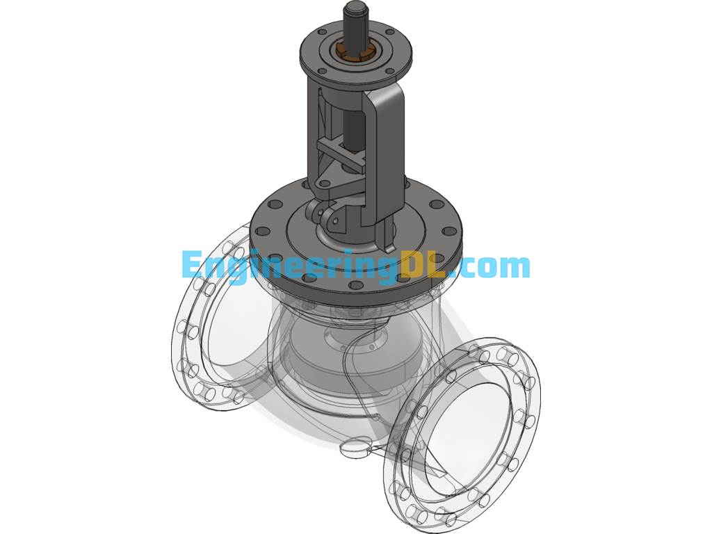 Industrial Chemical Valve DN250 Large Valve Flap SolidWorks, 3D Exported Free Download