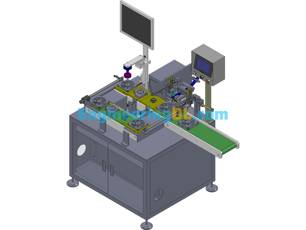 Industrial Small Fan CCD Inspection And Labeling Integrated Machine SolidWorks Free Download