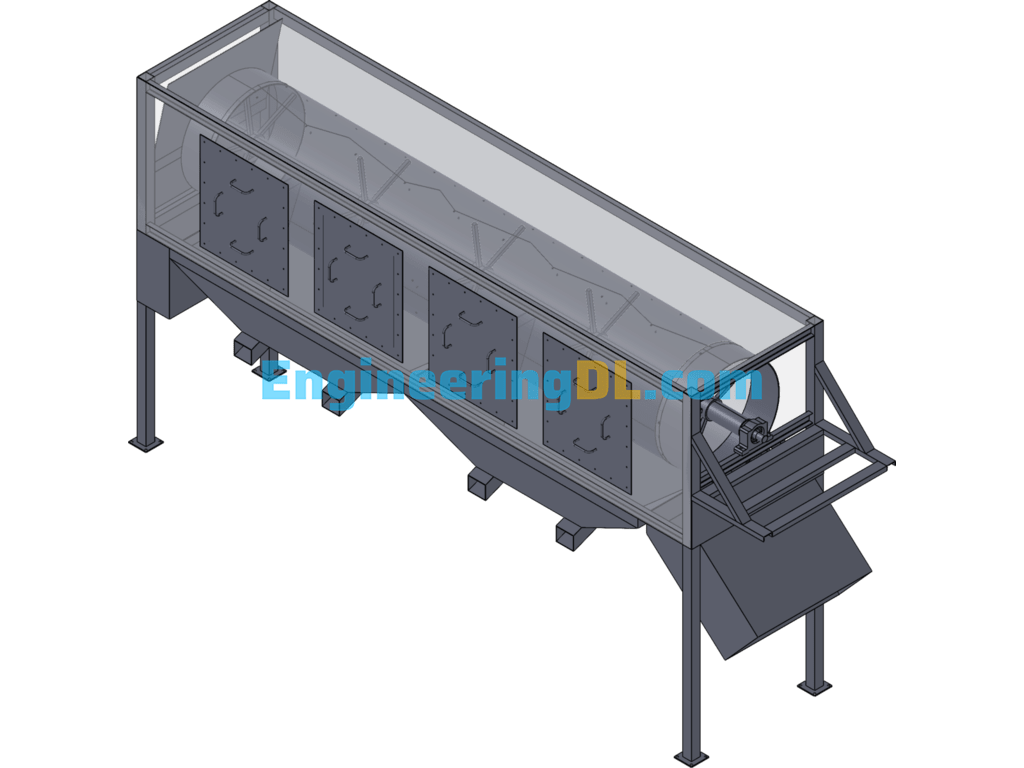Industrial Trommel Screen SolidWorks, 3D Exported Free Download