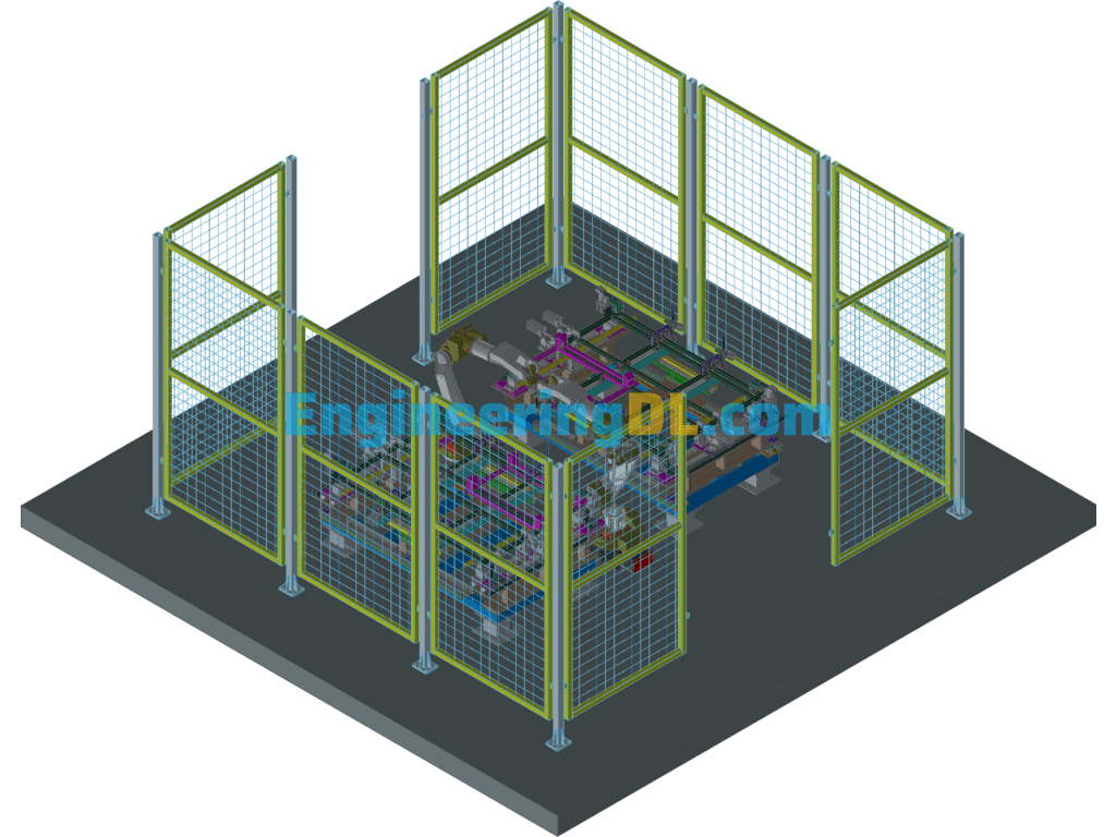 Design Of Robotic Automated Welding Workstation For Industrial Guardrails 3D Exported Free Download