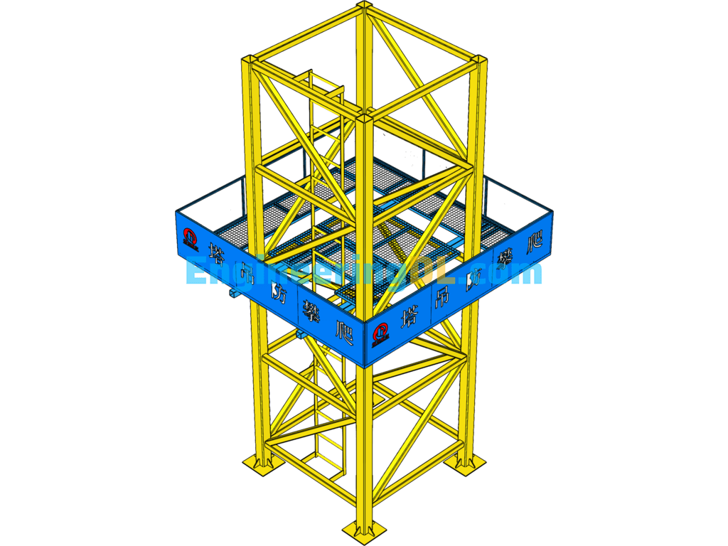 Site Standardized Tower Crane Anti-Climbing (Protective Net) SolidWorks, 3D Exported Free Download