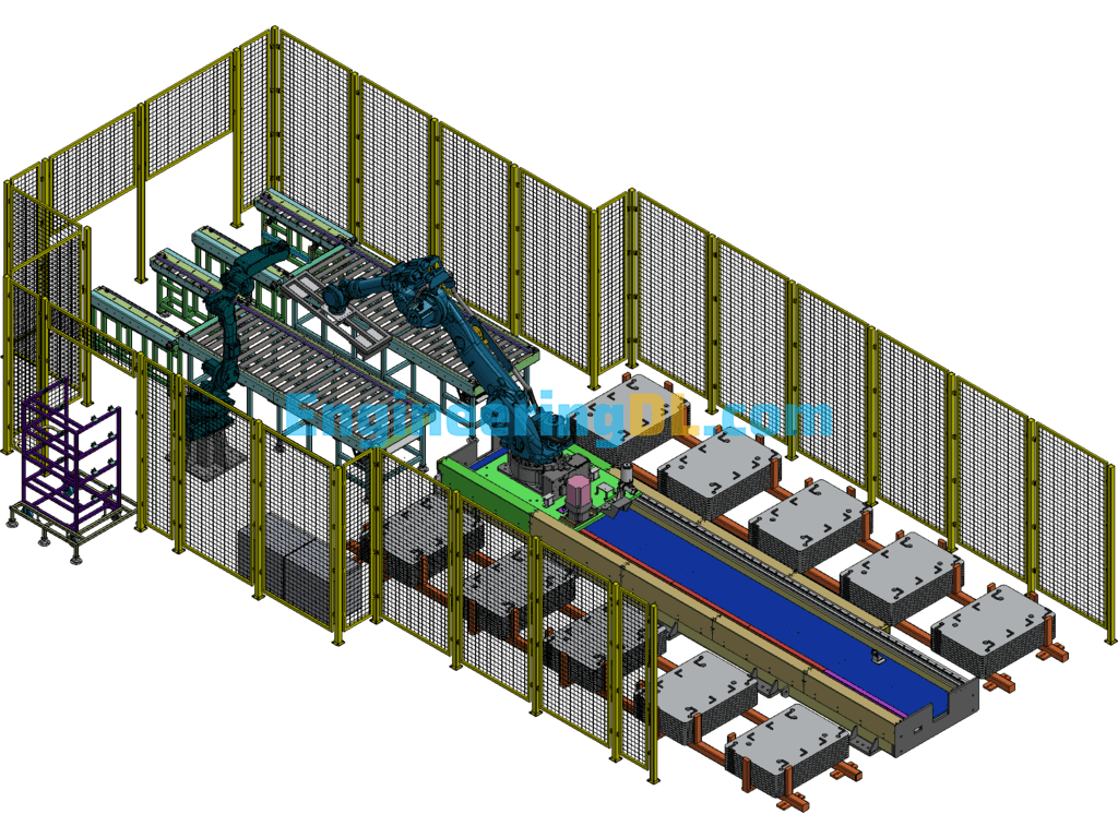 Palletizing Robot Workstation For Workpiece Boards 3D Exported Free Download