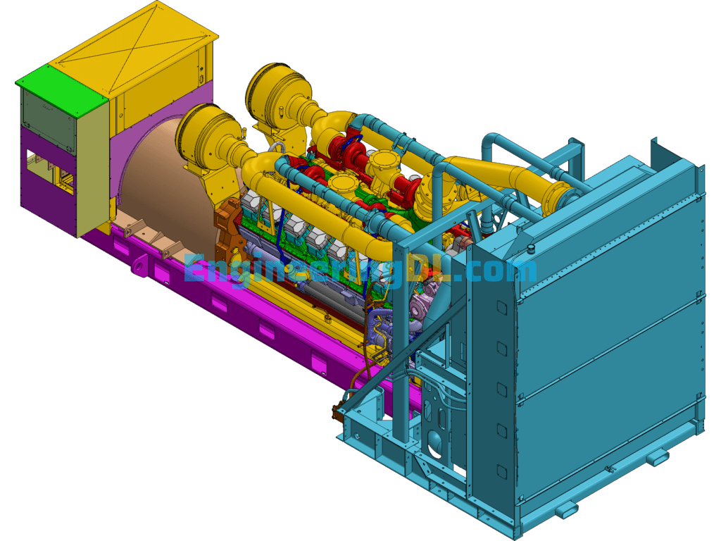 Giant Diesel Generator SolidWorks, 3D Exported Free Download