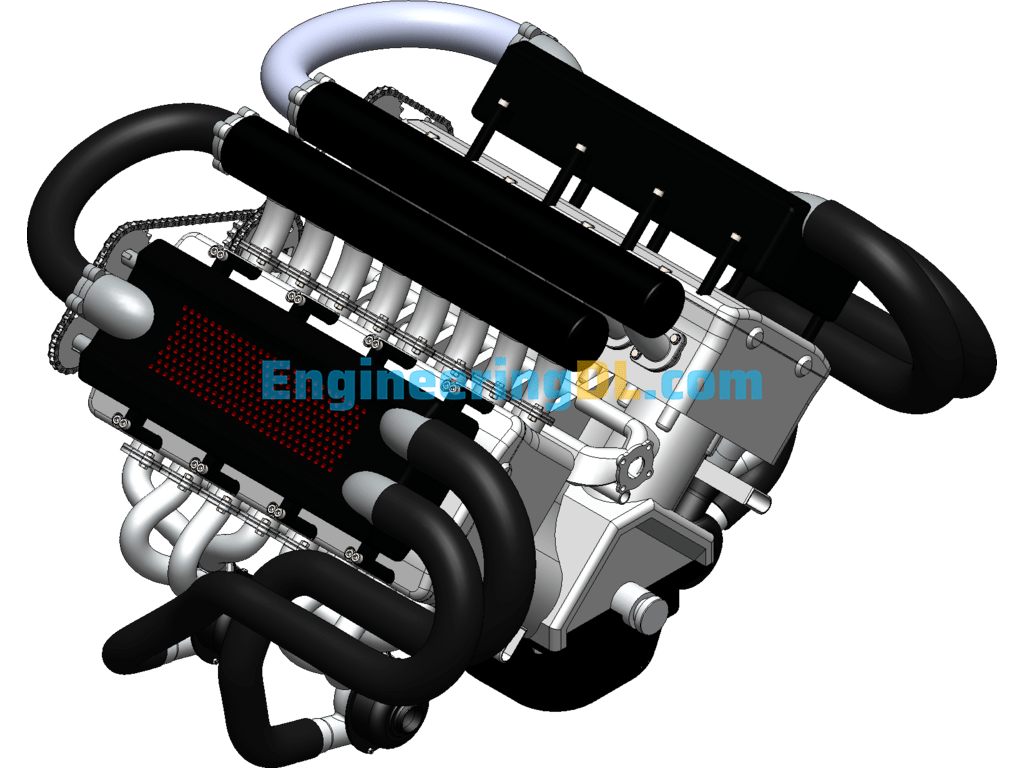 Bugatti Veyron W16 Sports Car Engine SolidWorks, Inventor Free Download