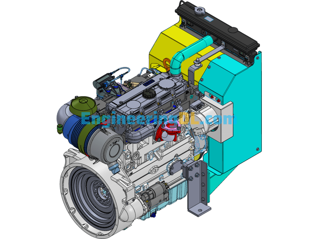 Perkins Diesel Engine (With Water Tank Intercooler) SolidWorks Free Download
