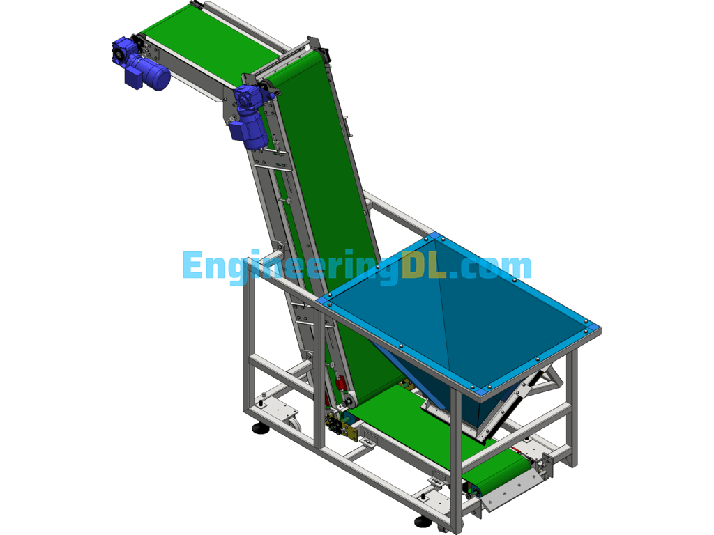 Conveyor With Container And Dough Dispenser SolidWorks, 3D Exported Free Download