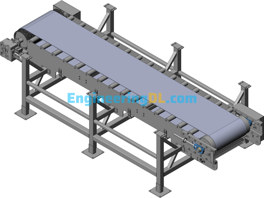 Belt Conveyor + Hopper SolidWorks, 3D Exported Free Download