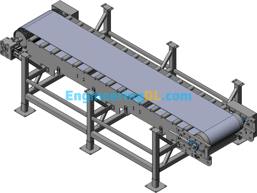 Belt Conveyor Loading Equipment With Hopper SolidWorks Free Download
