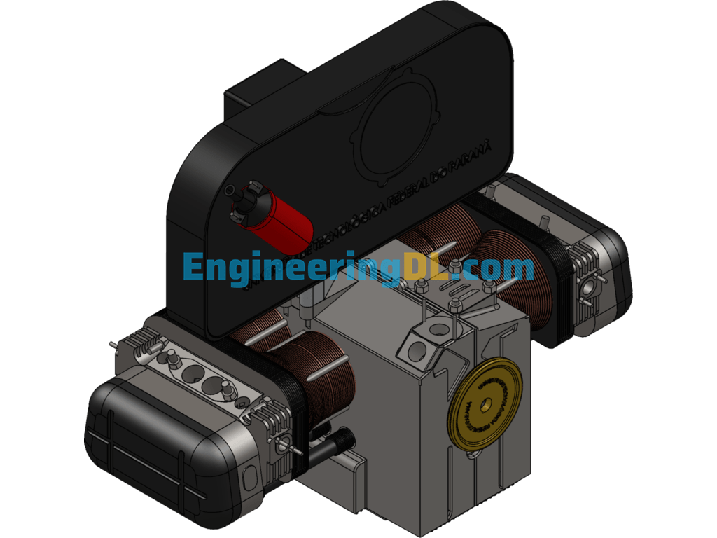 Engine SW Model With Oil Radiator SolidWorks Free Download