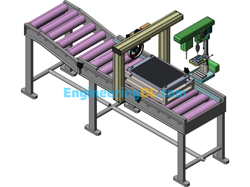 Conveyor For Radiators With Barcode Identification SolidWorks, 3D Exported Free Download