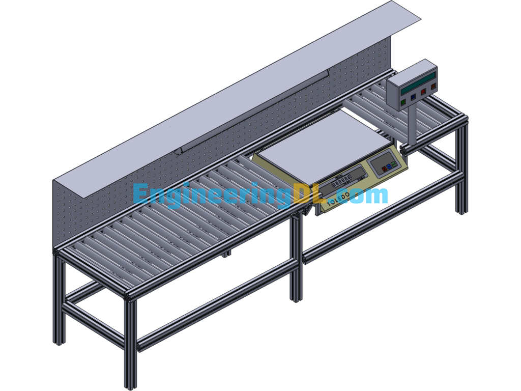 Design Model Of Roller Conveyor With Weighing System 3D Exported Free Download