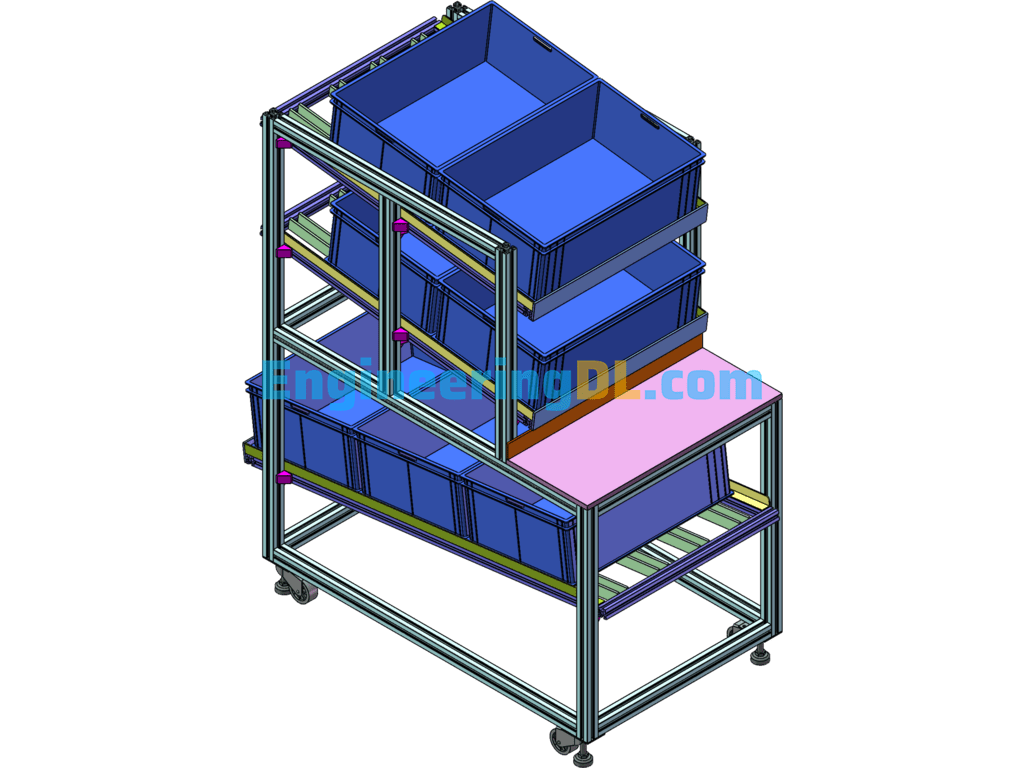 Material Rack With Cache Table SolidWorks, 3D Exported Free Download