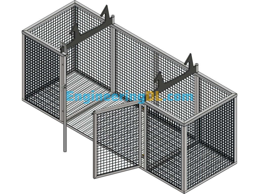 Steel Guardrail With Gate 3D Model SolidWorks, 3D Exported Free Download