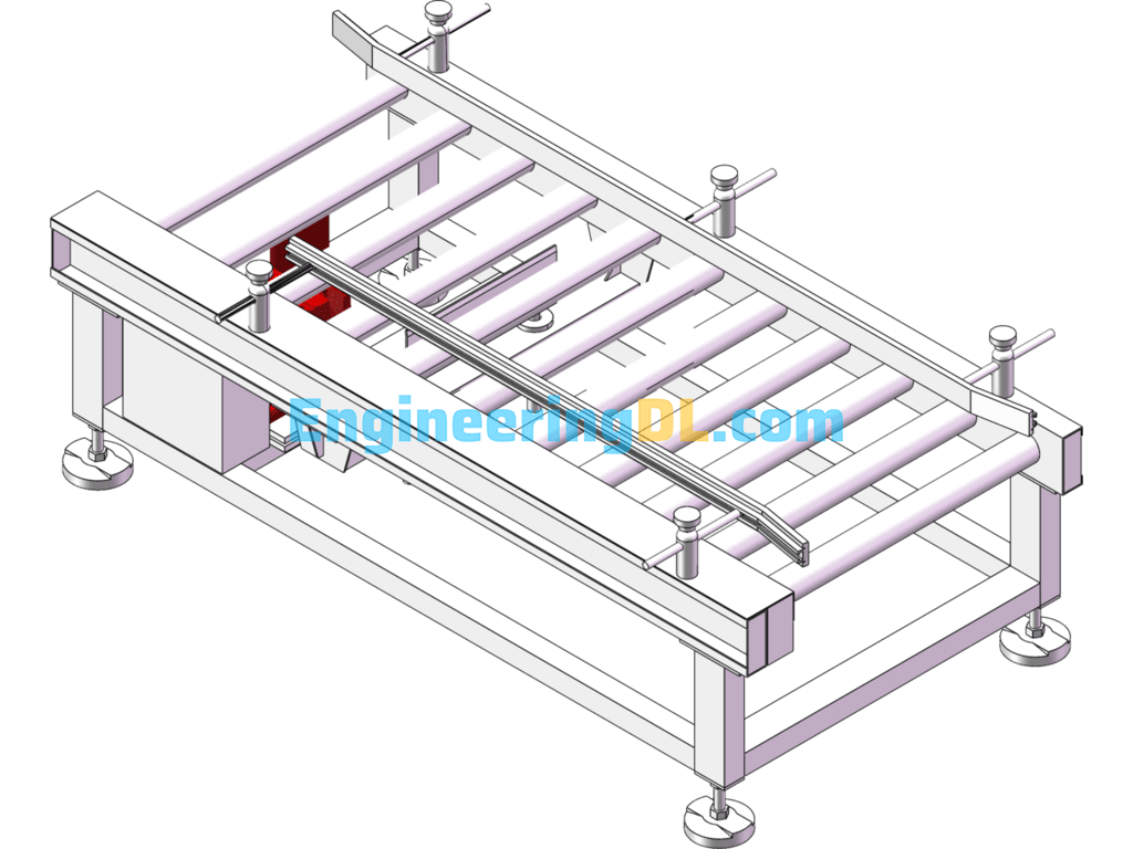 Conveyor Line With Blocking Roller SolidWorks, 3D Exported Free Download