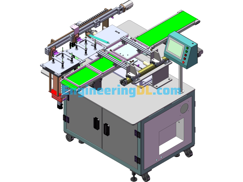 Flat Laminating Automatic Machine SolidWorks, 3D Exported Free Download
