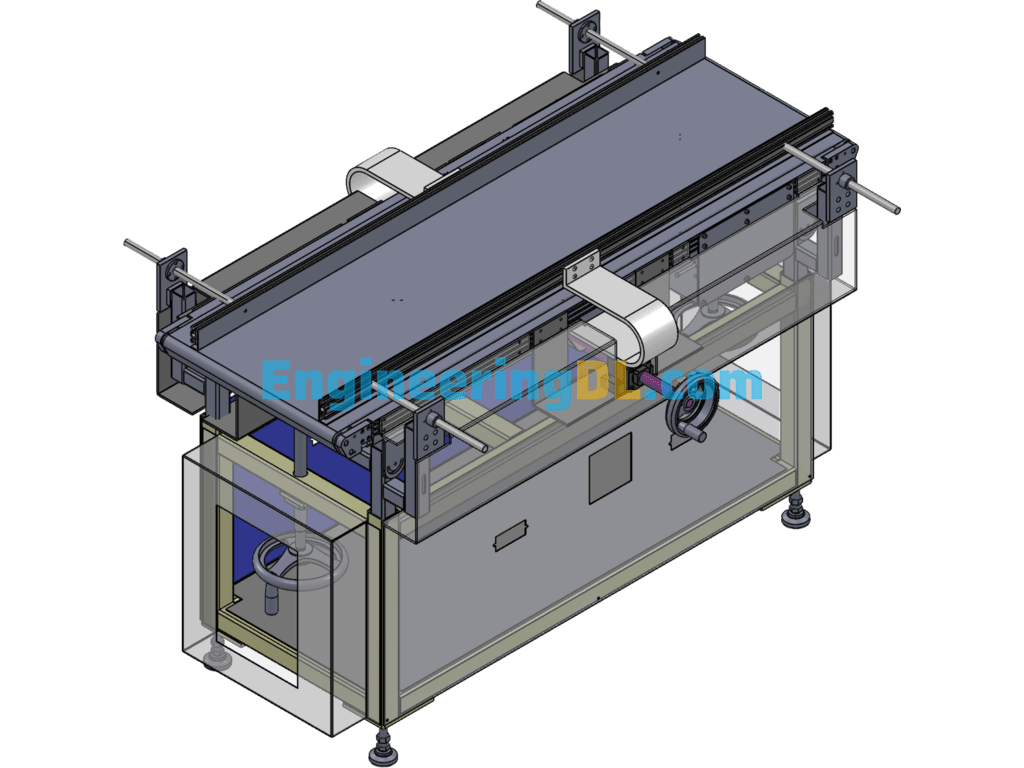 Flat Belt Conveyor SolidWorks, 3D Exported Free Download