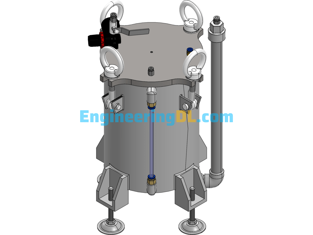 Bottom Rubber Discharge Pressure Tank, Rubber Storage Tank SolidWorks, 3D Exported Free Download