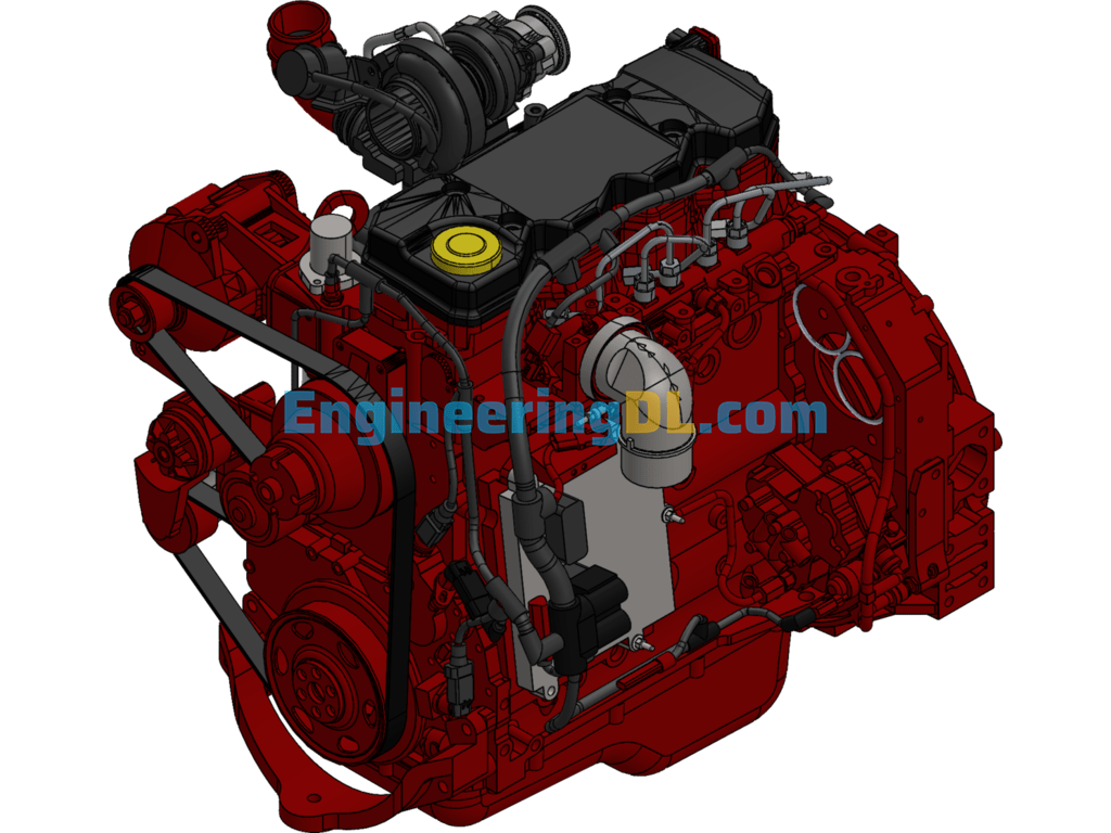 Cummins Diesel Engine (QSB4.5 High Pressure Common Rail Electric Control Engine) SolidWorks Free Download