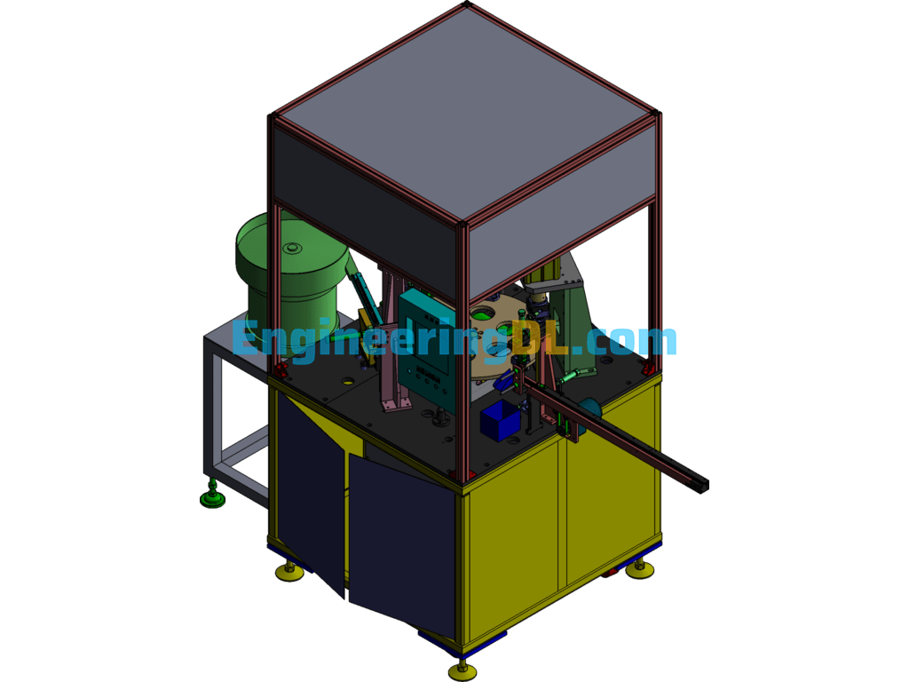 Spring Piece Automatic Assembly Machine, Turntable Type Structure SolidWorks, 3D Exported Free Download