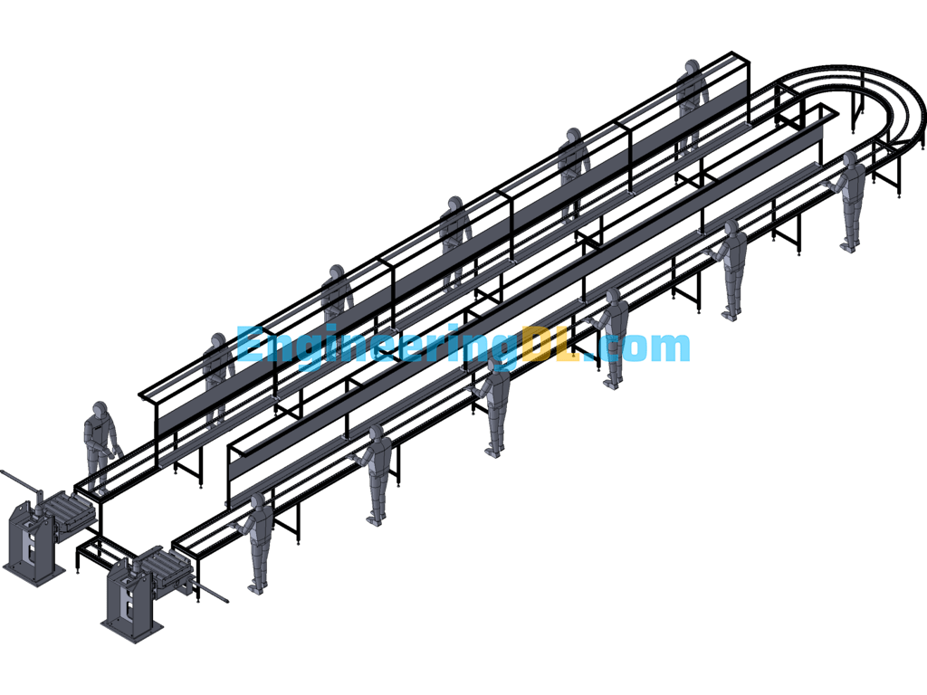 Circulating Flux Strip Assembly Line 3D Exported Free Download