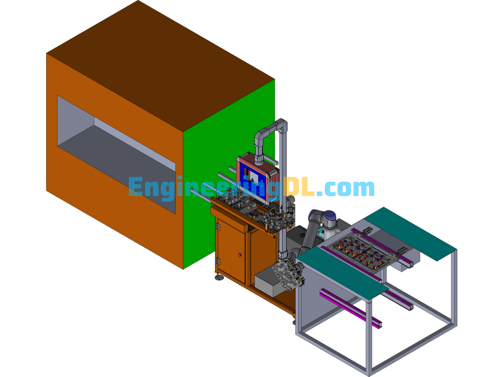 Whirlpool-UR Robot Assembly Line (Track Width Adjustable) 3D Exported Free Download