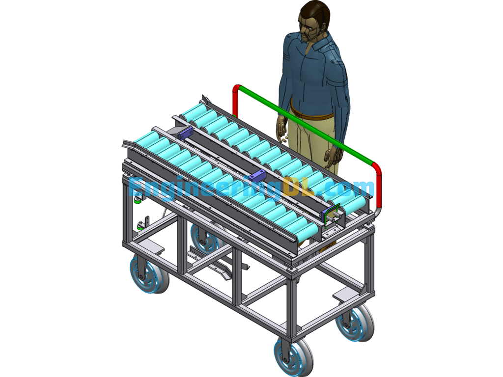 Hand-Push Roller Conveyor 3D Exported Free Download