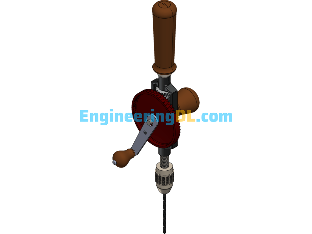 Hand Crank Drill SolidWorks, 3D Exported Free Download