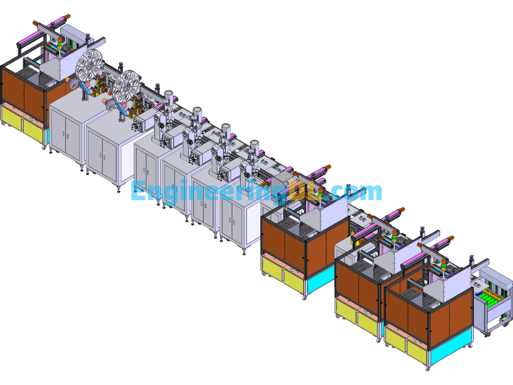 Cell Phone Charger Automatic Assembly Line SolidWorks, 3D Exported Free Download
