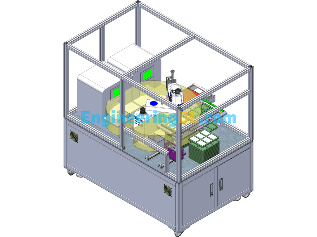 Cell Phone Battery Automatic Assembly Machine (With Detailed PDF Instructions) SolidWorks, 3D Exported Free Download