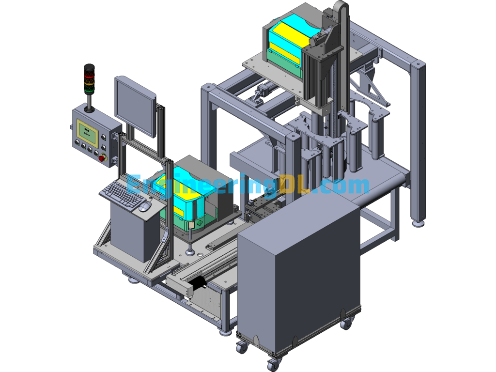 Marking And Labeling Machine (With 3D Model + Control System PLC + List BOM + Manual) SolidWorks, AutoCAD, 3D Exported Free Download