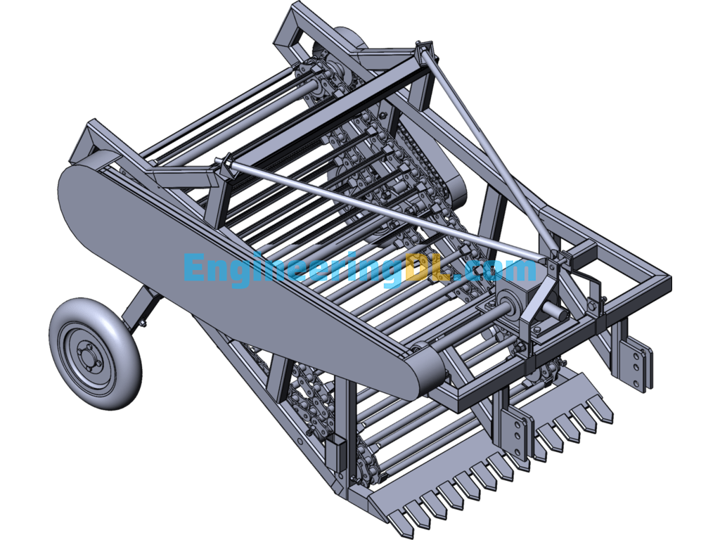 Design Of Shaking Type Small Potato Harvester SolidWorks, 3D Exported Free Download