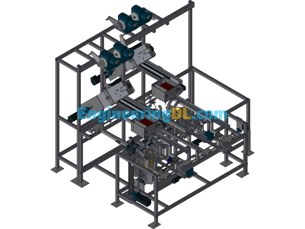 Folding Packaging Machine, Folding Box Packaging Machine Inventor, 3D Exported Free Download