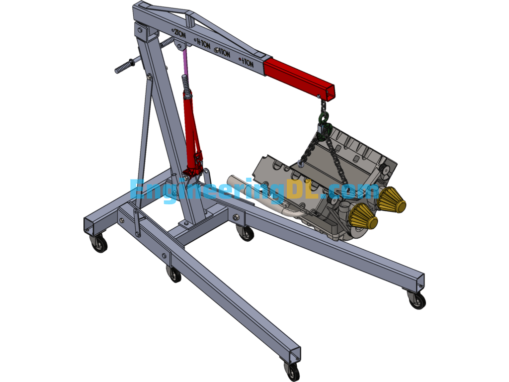 Folding Crane (Engine Hoist) SolidWorks, 3D Exported Free Download