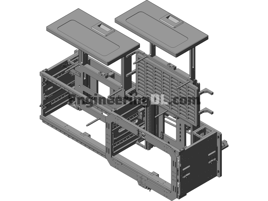 Pull-Out Loading And Unloading Mechanism - Hard Material Tray Loading And Transporting Machine SolidWorks, 3D Exported Free Download