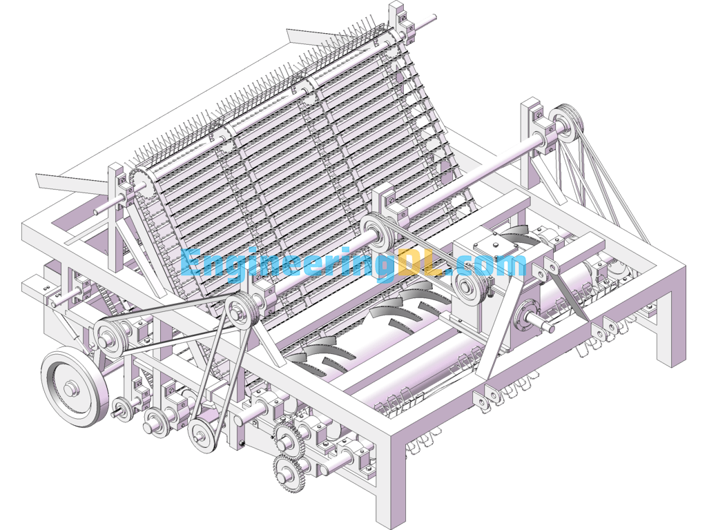 Design And Simulation Of Combined Operation Machine For Cotton Pole Crushing And Residual Film Recovery (3D+CAD+Manual) SolidWorks, AutoCAD, 3D Exported Free Download