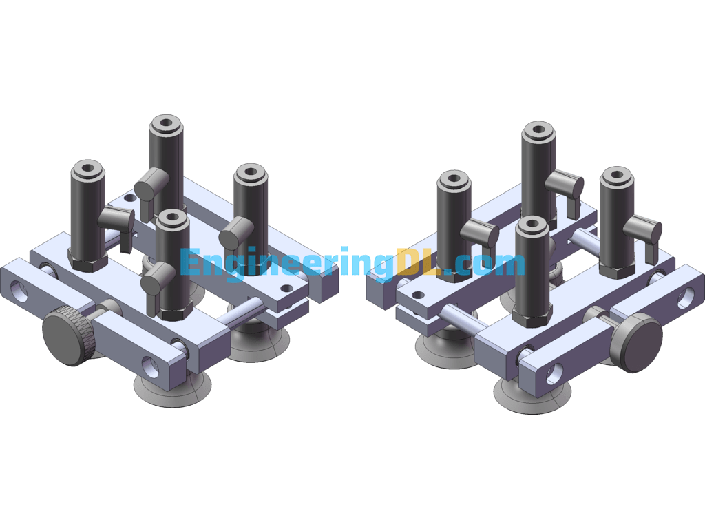 Splicing Workpiece-Universal Mobile Suction Cup 3D+CAD Engineering Drawings SolidWorks, AutoCAD Free Download