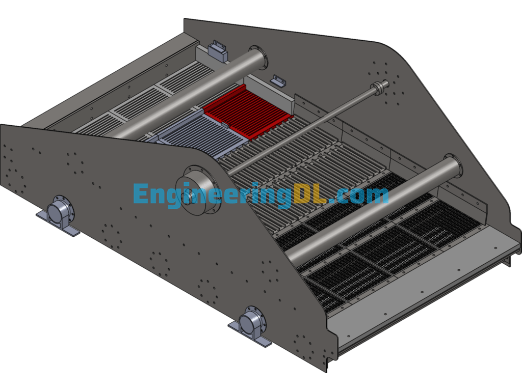 Vibrating Screen Structure Simulation Diagram SolidWorks, 3D Exported Free Download