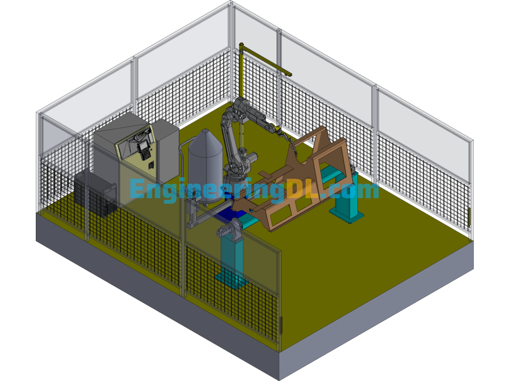 Prospecting Machinery Frame Body Robot Welding Workstation 3D Exported Free Download