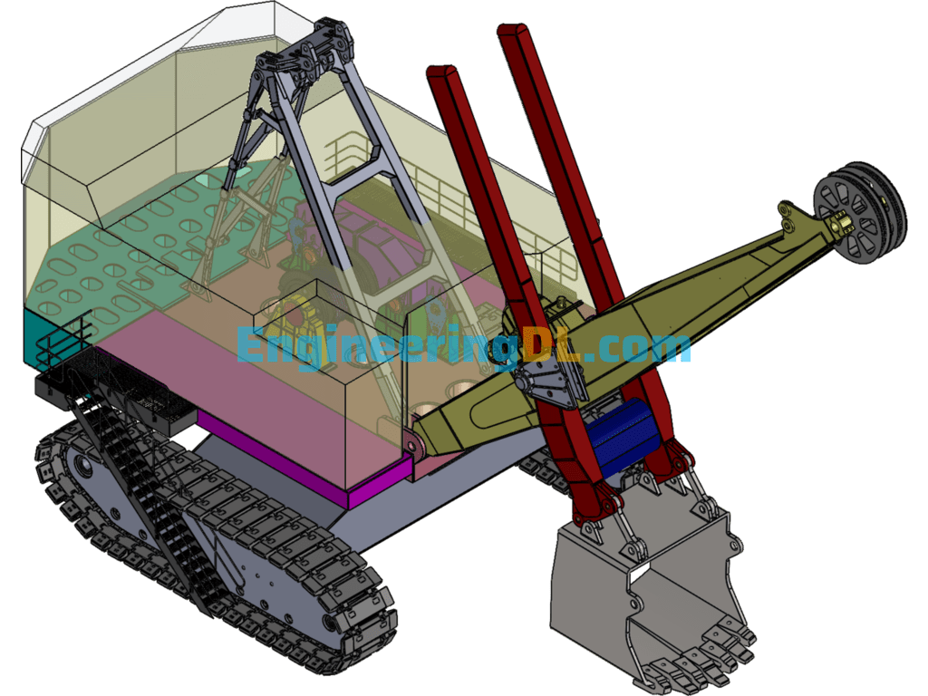 Lifting Wheel Excavator SolidWorks Free Download