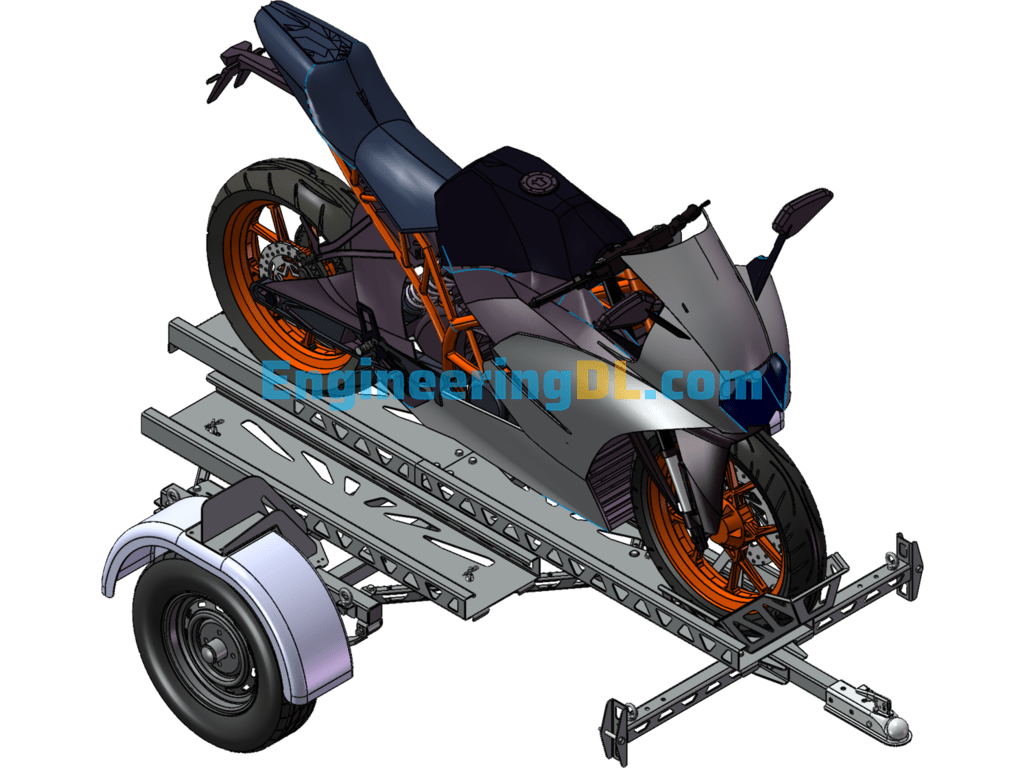 Motorcycle Trailer SolidWorks, 3D Exported Free Download