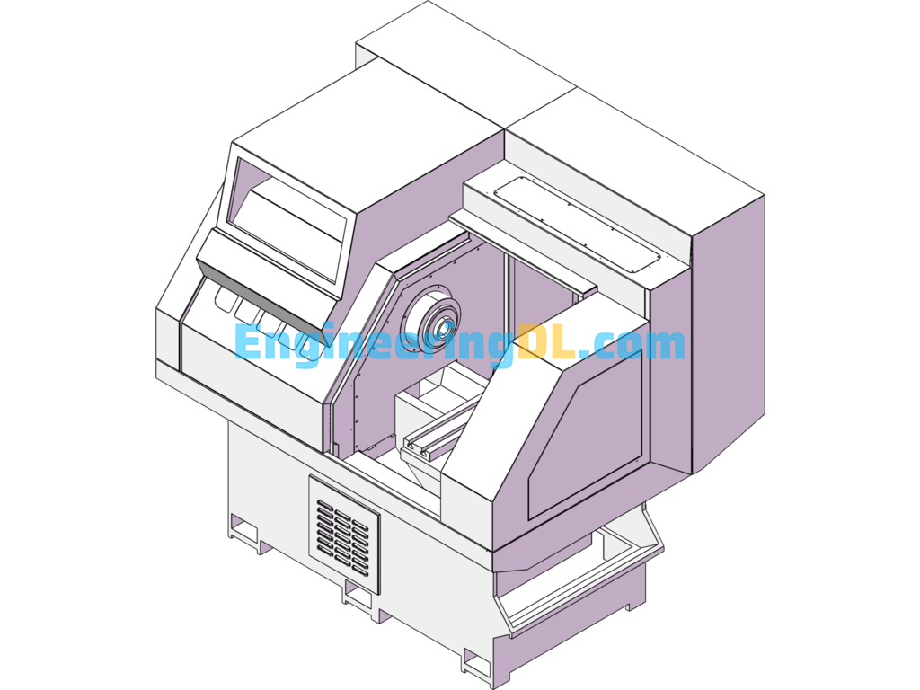 CNC Lathe Machine Sheet Metal Design SolidWorks, 3D Exported Free Download