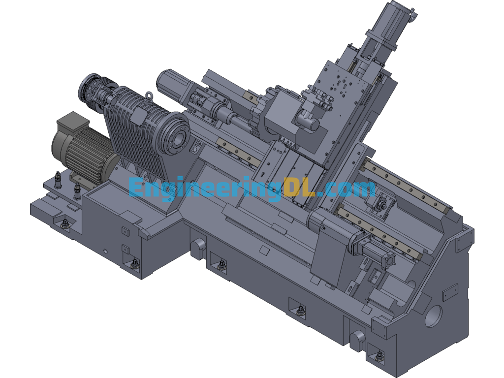 Inclined-Bed CNC Machine (Can Machine Curved Surfaces) SolidWorks Free Download
