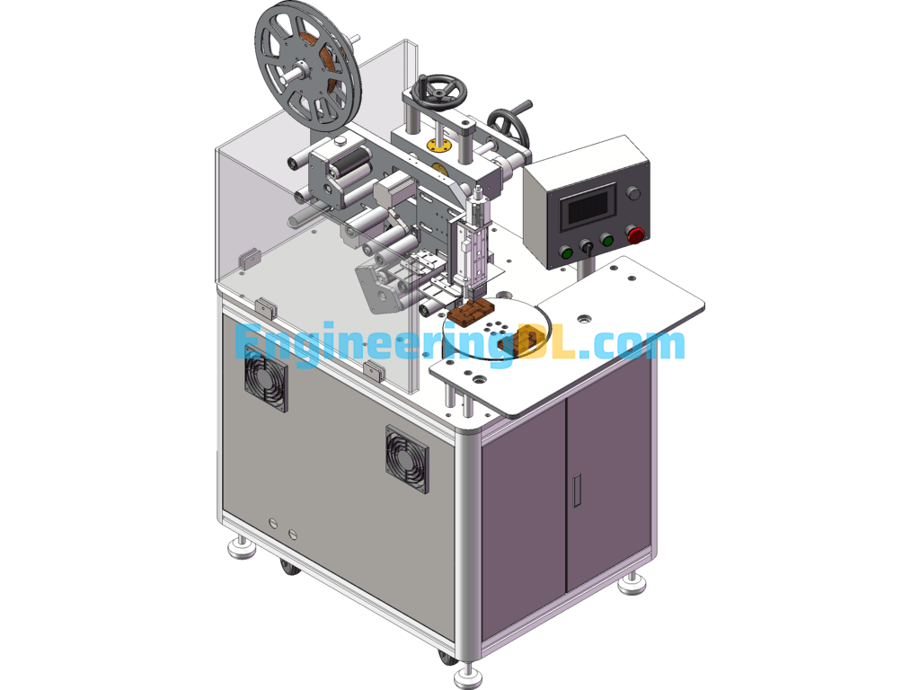 New Type Turntable Labeling Machine (Labeling, Film, Double-Sided Adhesive) SolidWorks Free Download